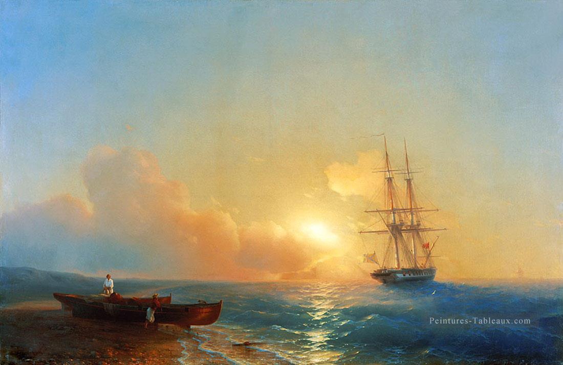 pêcheurs sur la côte de la mer 1852 Romantique Ivan Aivazovsky russe Peintures à l'huile